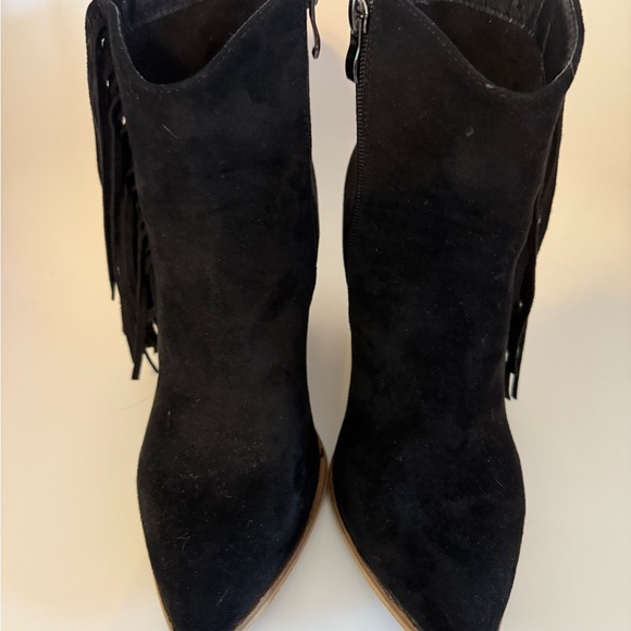 Buckle BEAST FASHION Black Suede Fringe Heeled Boots - Picture 4 of 9